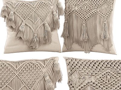 Quiet Pillow Tassel Pillow Fabric Pillow 3d model