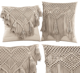 Quiet Pillow Tassel Pillow Fabric Pillow 3d model