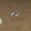 Light Wood Herringbone Floor With Ball And Magazine