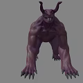 Purple Scary Game Movie Character Crawling With Long Ears Sharp Fangs And Claws