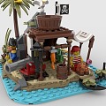 Lego LEGO Toy Blocks Island Pirate Coconut Tree Treasure Base Shipwreck 3d model