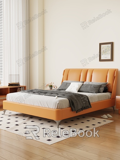 Modern Double Bed Leather Bed model