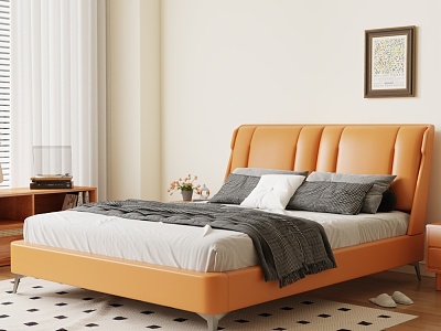 Modern Double Bed Leather Bed model