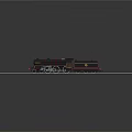 Vintage Black Steam Train Model With Red Stripes On Railway Track