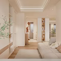 Modern Living And Dining Room Interior With Beige Sofa Large Windows Sea View Wooden Flooring