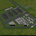 Industrial Factory Complex Aerial View With Green Surroundings Modern Buildings And Parking Area