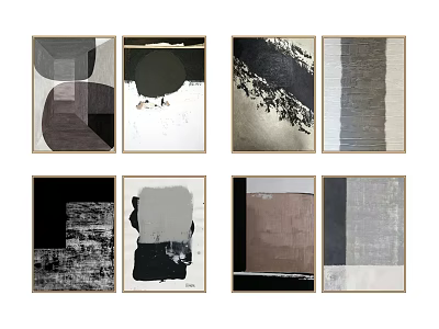 Minimalist Abstract Paintings With Geometric Shapes Textures And Neutral Tones 3d model