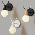 Modern Antler Shaped Wall Lamps With Black White Bases And Spherical Bulbs