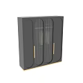 Modern Wardrobe Design With Sliding Glass Panels Vertical Stripes And Metal Handles