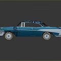Blue Classic Vintage Car With Shiny Exterior And Retro Body Design On Reflective Surface