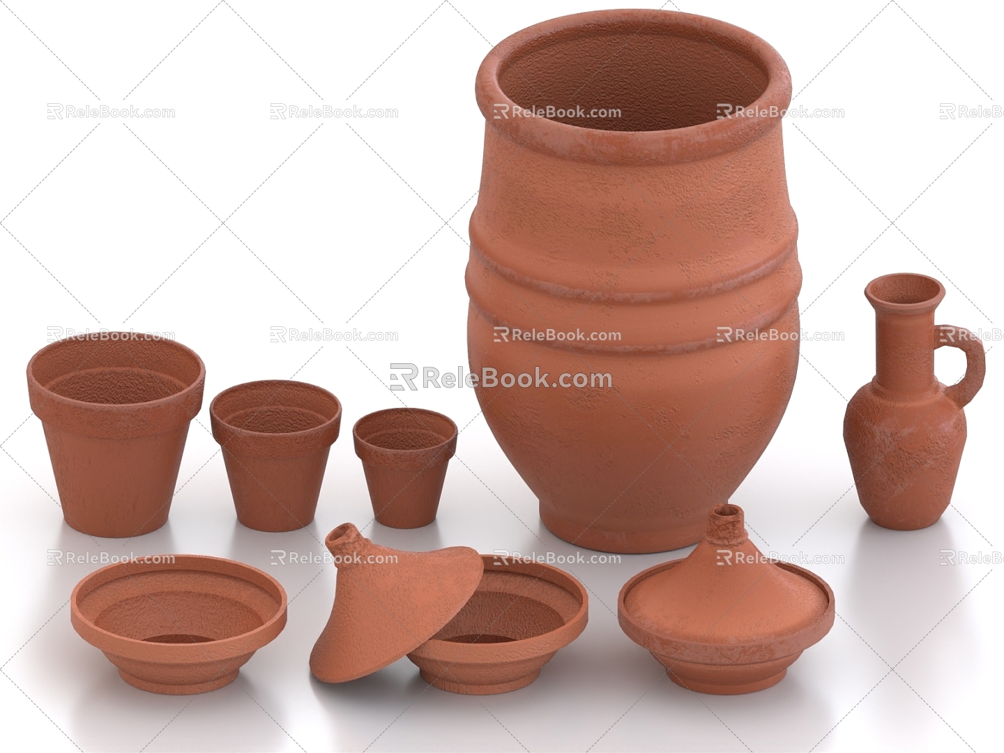 Pottery Pot Clay Jar Utensil Pottery Basin Pottery 3d model