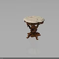 Classic Marble Tabletop With Intricate Carved Wooden Base And Vintage Design