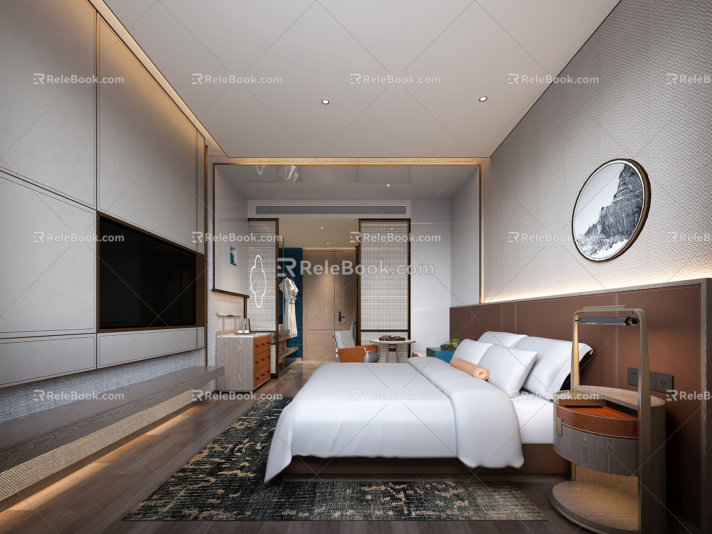 New Chinese Room Hotel Big Bed Room 3d model