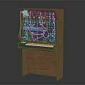 Innovative Musical Instrument And Art Supplies Wooden Structure With Keyboard And Colorful Lines