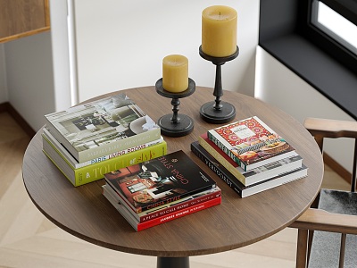 Modern Books Book Combination Candlestick Books and Periodicals Books Atlas English Books and Magazines model