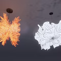 Modern Decorative Chandeliers Orange Feather like and White Flower Shaped Ceiling Lighting Fixtures