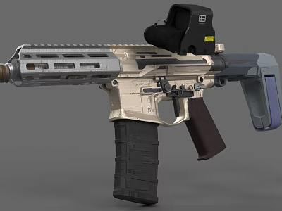 Modern Tactical Rifle With Scope Grip And Magazine In Beige Gray Design 3d model