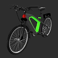 Modern Electric Bicycle With Gray Frame Green Streamlined Design And Black Seat