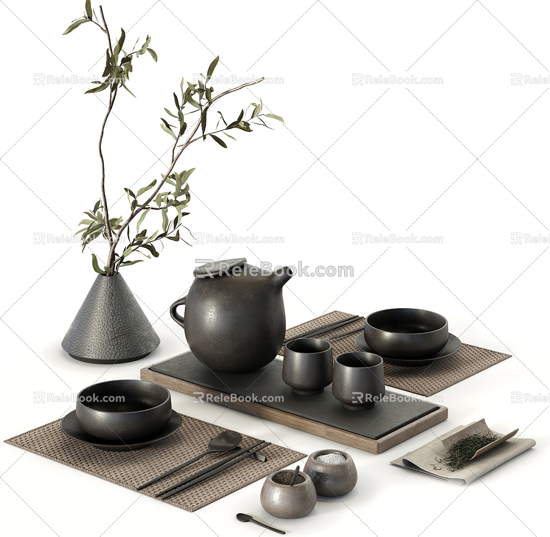 Modern Tea Set Tea Table Tea Cup Zen Tea Set Tea Pot Tea 3d model