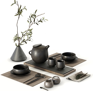 Modern Tea Set Tea Table Tea Cup Zen Tea Set Tea Pot Tea 3d model