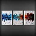 Colorful Abstract Paintings With Tree Silhouettes Drip Paint And Vibrant Hues