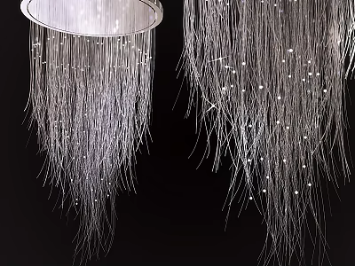 Elegant Modern Chandeliers With Long Thin Hanging Strings And Sparkling Details 3d model
