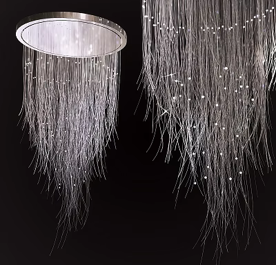 Elegant Modern Chandeliers With Long Thin Hanging Strings And Sparkling Details 3d model