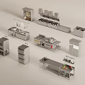 Stainless Steel Kitchen Tableware Set Including Workbench Cabinets Stove Refrigerator For Home Commercial Kitchen Use