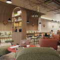 Modern Cafe Dining Table and Chair Combination Card Seat Bookshelf Cafe 3d model