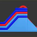Colorful Red And Blue Inflatable Playground With Slides Stairs And Platforms