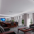 Modern Spacious Conference Room Interior With Long Table Leather Chairs And Projector Screen 3d model