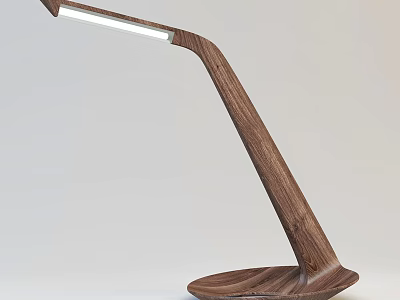 Unique Shaped Walnut Wooden Desk Lamp With Curved Body And LED Light Strip 3d model