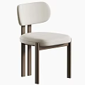 Modern Minimalist Solid Wood Round Dining Table With Four Beige Upholstered Dining Chairs Set