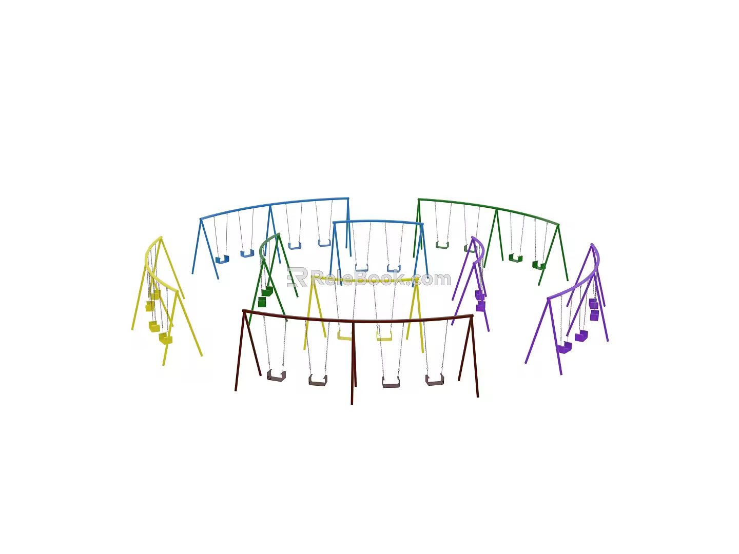 Modern Swing Round Combination Swing 3d model