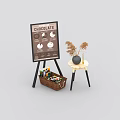 Easel Style Chocolate Display Shelf With Signboard Basket And Decorative Plant