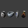 Assorted Ceramic Vessels Showcasing Various Decorative Patterns Vases and Bowl Designs