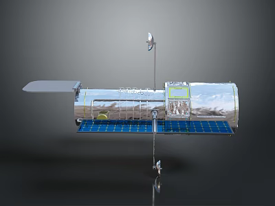 Satellite Equipment With Silver Casing Solar Panels Antenna And Structural Components 3d model