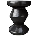 Sleek Modern Black Stool With Glossy Surface And Geometric Design Details 3d model