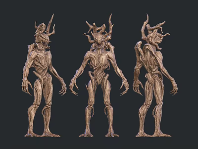 Three Mythical Creature Models With Twisted Branch Horns Slender Bodies And Different Angles 3d model
