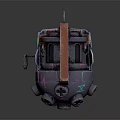 Unique Futuristic Industrial Mechanical Device With Copper Accents And Fluorescent Details