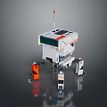 Four Legged Robot With White Orange Body Mechanical Legs Antenna And Display Screen