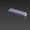 Modern Upholstered Bench With Light Cushion And Black Frame Against White Wall Gray Floor