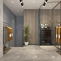 Professional Attire Clothing Store With Hanging Suits Display Area And Interior Plants