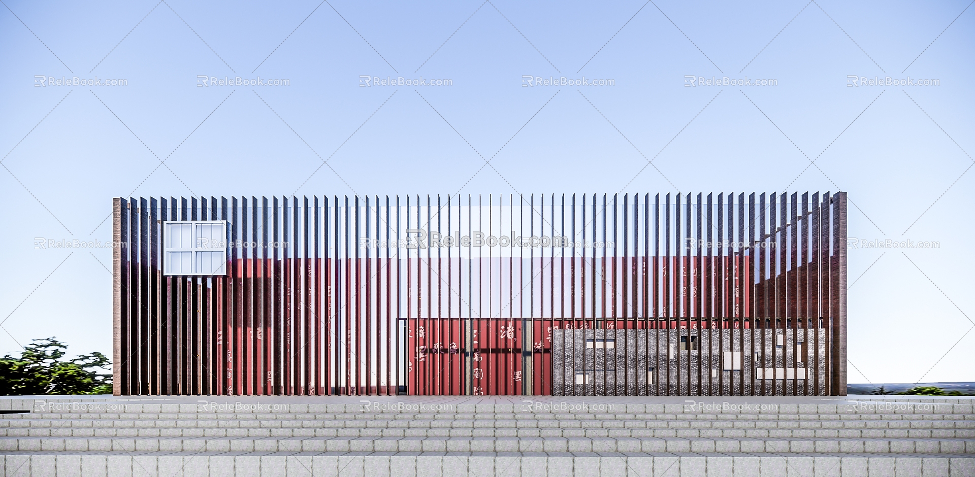 Modern Sales Office Building Vertical Grille Sales Department Simple Display Center 3d model