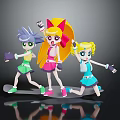 Vibrant Cartoon Girl Characters With Various Hairstyles Colorful Outfits And Dynamic Poses