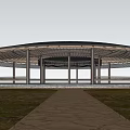 New Chinese Style Pavilion Curved Corridor Curved Landscape Structure Curved Sloping Roof Landscape Pavilion Catering Architecture Paddy Field Post Station 3d model