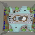 Modern Clubhouse Architecture With Glass Facade Multi Level Interior Green Plants And People Gathering