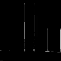 Illuminated Long Strip Lighting Fixtures Hanging And Floor Standing With Black Base In White Room