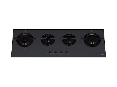 Black Glass Gas Hob With Four Burners For Modern Kitchen Appliance 3d model