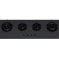 Black Glass Gas Hob With Four Burners For Modern Kitchen Appliance